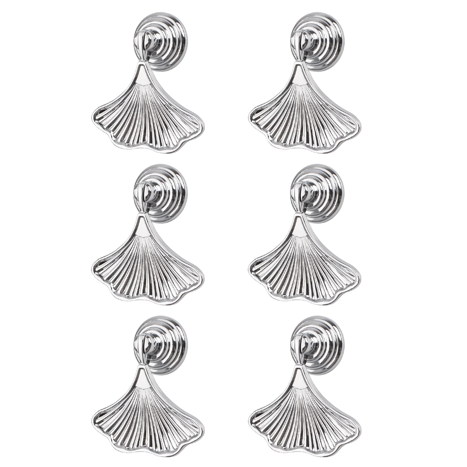MOROBOR Ginkgo Leaf Shape Knob Handles, 6pcs Silvery Drop Pendant Pull Handle,Hardware Drawer Single Hole Handle for Wardrobe Cupboard Closets Cupboard