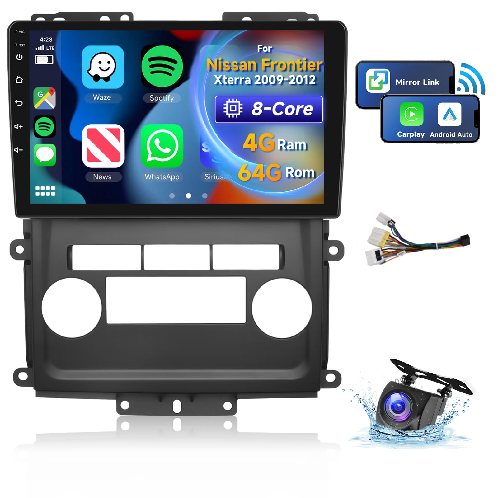 Photo 1 of [8 CORE 4G+64G] Car Radio for 2009-2012 Nissan Frontier Xterra with Wireless Carplay/Android Auto, 9 Inch Android 13 IPS Touchscreen Car Stereo, Bluetooth, GPS Navi, WiFi, SWC, Backup Camera