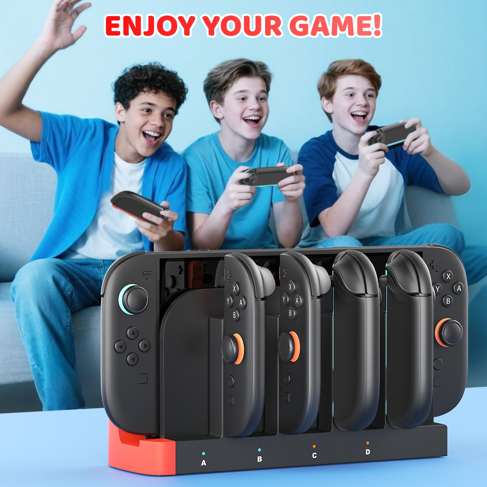 Ladestation für Switch 2, Controller Ladestation Kompatibel mit Joy Con 2, Klipdasse 4 in 1 Kompakt Magnetisch Ladegerät, Zubehör für Nintendo Switch 2 7