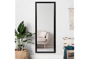 PexFix Full Body Mirror 43"x16" Large Mirror Rectangle Mirror Full Length Hanging or Leaning Against Wall Mirror for Bedroom and Bathroom,Black(No Stand)