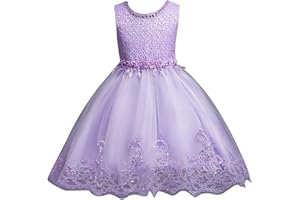 DreamHigh Flower Girl's Floral-Embroidered Pearl Embellished Evening Dress Up 3-10Y
