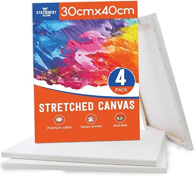 ISLAND 4 Pack 30x40cm Stretched Canvas 100% Cotton A3 Prime