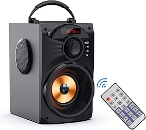 Portable Bluetooth Speaker Subwoofer Heavy Bass Wireless Outdoor/Indoor Party Speaker Line in Speakers Support Remote Control FM Radio TF Card LCD Display for Home Party Phone Computer PC,Travel