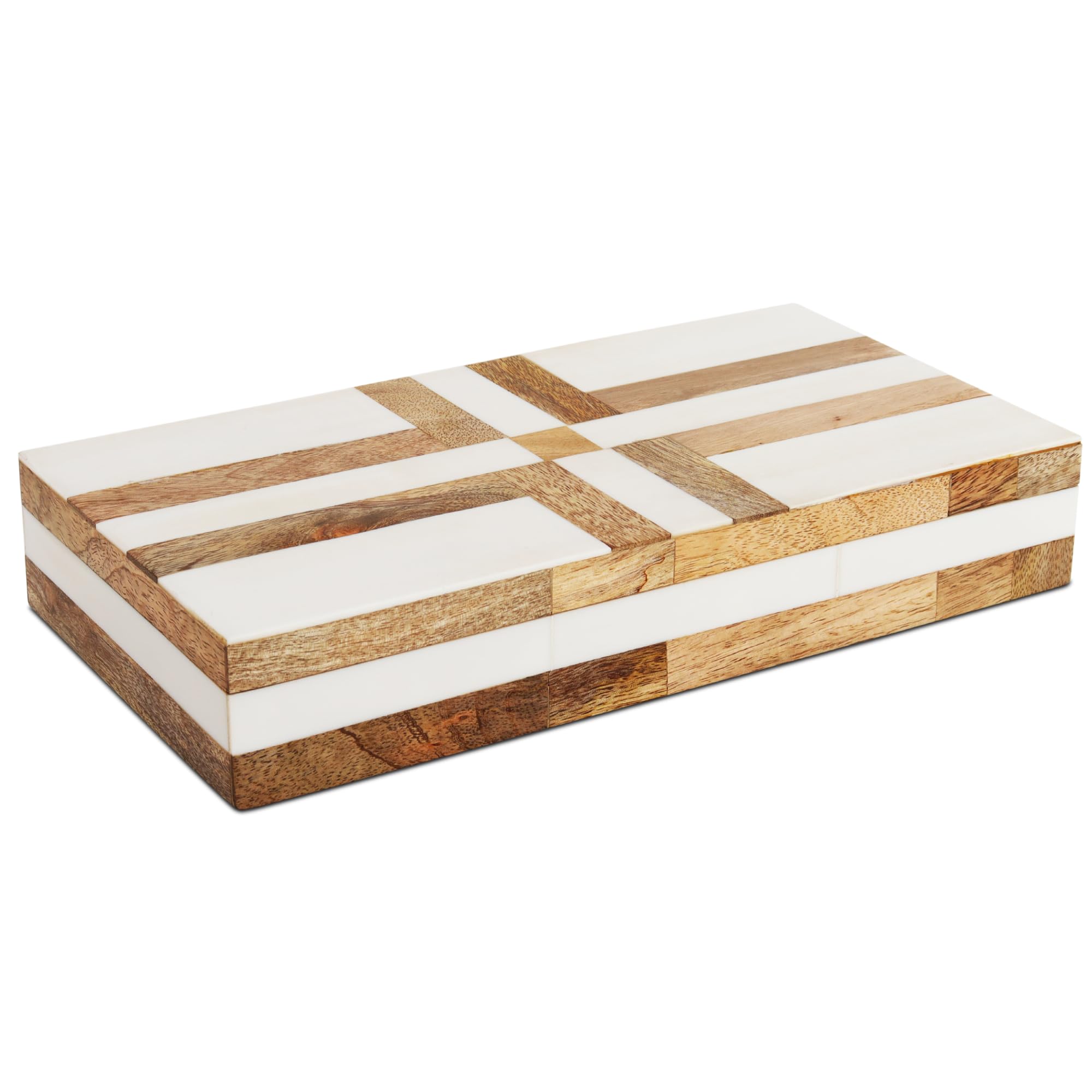 Handicrafts Home White Large Decorative Storage Box with Lid Wooden Decorative Box Coffee Table Storage Box Living Room Organizer Storage Box, 12x6x2 Resin Inlay Patisserie Delight Box Collection