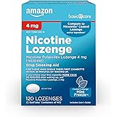 Amazon Basic Care Coated Ice Mint Nicotine Polacrilex Lozenges, 4 mg, Stop Smoking Aid, 120 Count