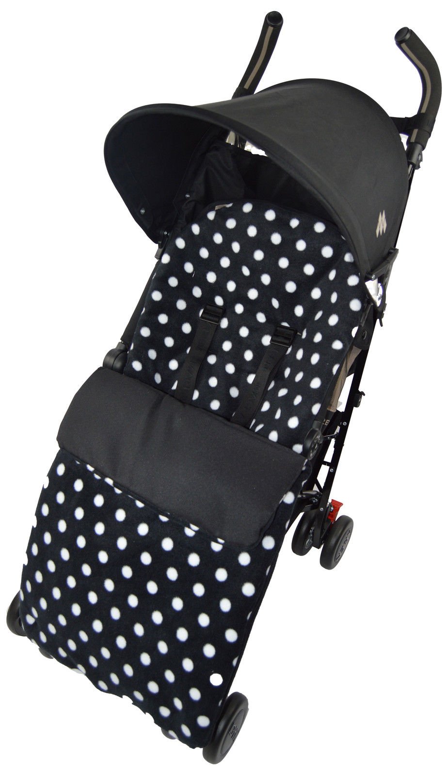 Fleece Footmuff/Cosy Toes Compatible with Bugaboo Bee Cameleon Donkey Buffalo Polka Dot Black