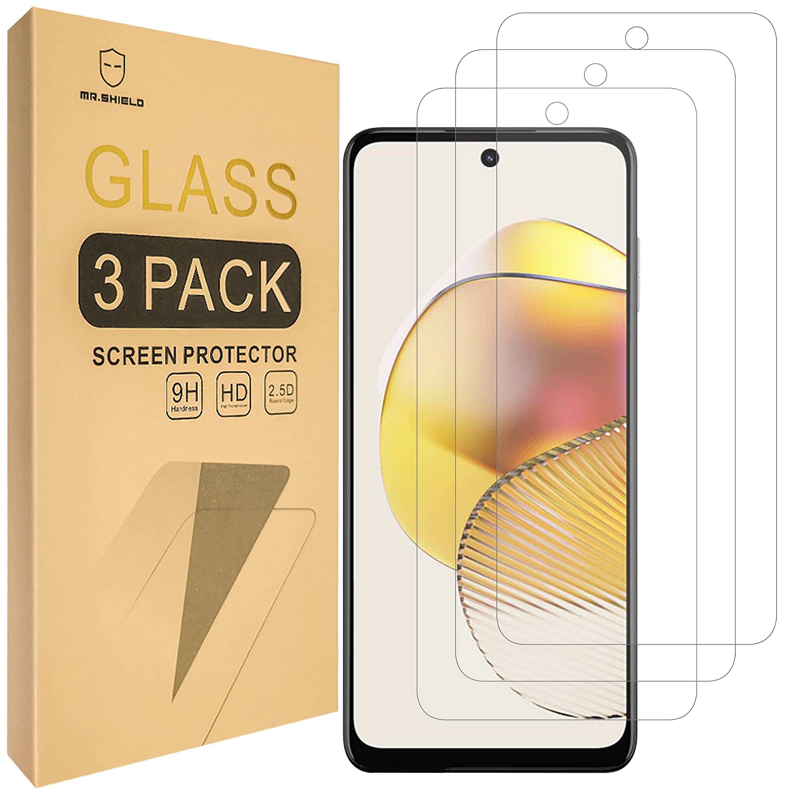 Mr.Shield Screen Protector For Motorola Moto G73 5G [Tempered Glass] [9H Hardness] [3-Pack] Screen Protector