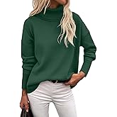 Zeagoo Women's Turtleneck Sweater 2026 Fall Winter Chunky Knitted Pullover High Low Hem Trendy Basic Jumper Top