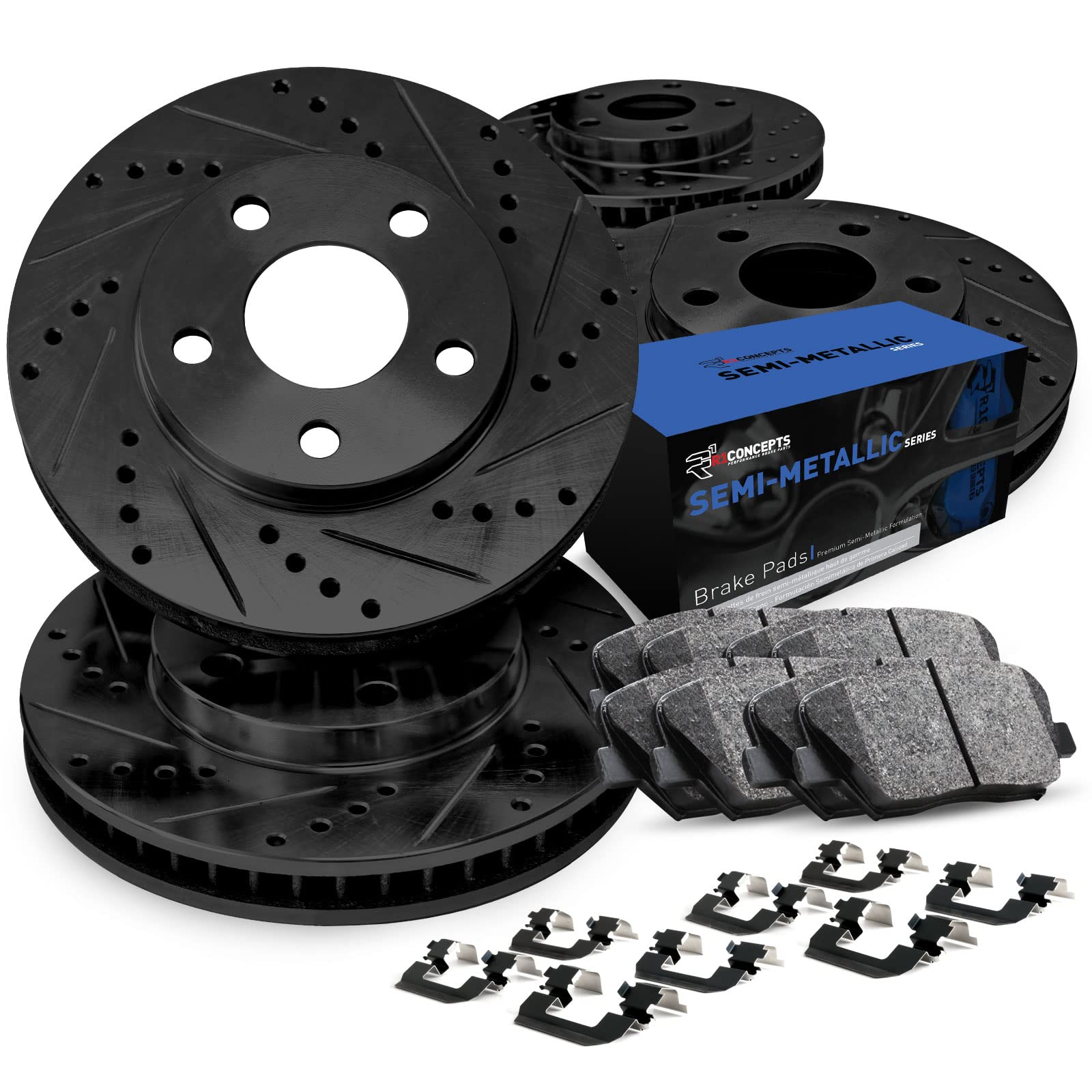 Photo 1 of R1 Concepts Front Rear Brakes and Rotors Kit |Front Rear Brake Pads| Brake Rotors and Pads| Semi Metallic Brake Pads and Rotors |Hardware Kit|fits 2003-2008 Volvo XC90