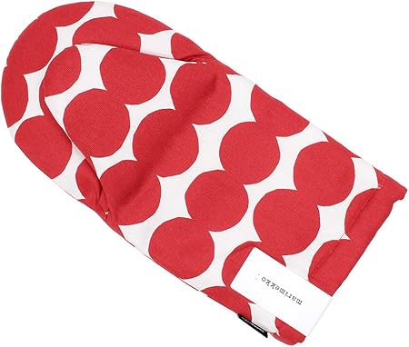 Amazon マリメッコ Marimekko ラシィマット ミトン オーブングローブ ホワイト レッド Rasymatto 648 132 並行輸入品 Marimekko マリメッコ 鍋つかみ ミトン