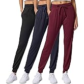 Real Essentials 3 Pack: Women's Ultra-Soft Lounge Joggers Sweatpants Athletic Yoga Pants with Pockets (Available in Plus)