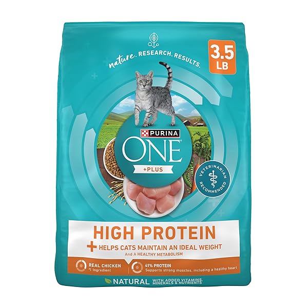 PURINA ONE HIGH PROTEIN, HEALTHY WEIGHT PLUS IDEAL WEIGHT WITH CHICKEN DRY CAT FOOD – 3.5 LB. BAG