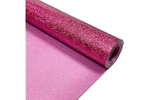 MerryMade Hot Pink Glitter Heat Transfer Vinyl 12" x 5 ft HTV for Shirts, Glitter HTV Iron on for All Cutter Machine - Easy to Cut & Weed for Heat Vinyl Design (Hot Pink)