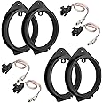 RED WOLF 4PCS 6.5 Inch Speaker Adapter Spacer Ring w/Speaker Wiring Harness Plug Replacement for GMC Sierra/Chevy Silverado/Buick 1995-2012, Cadillac 1988-1999 Aftermarket Door Speaker Bracket Kit