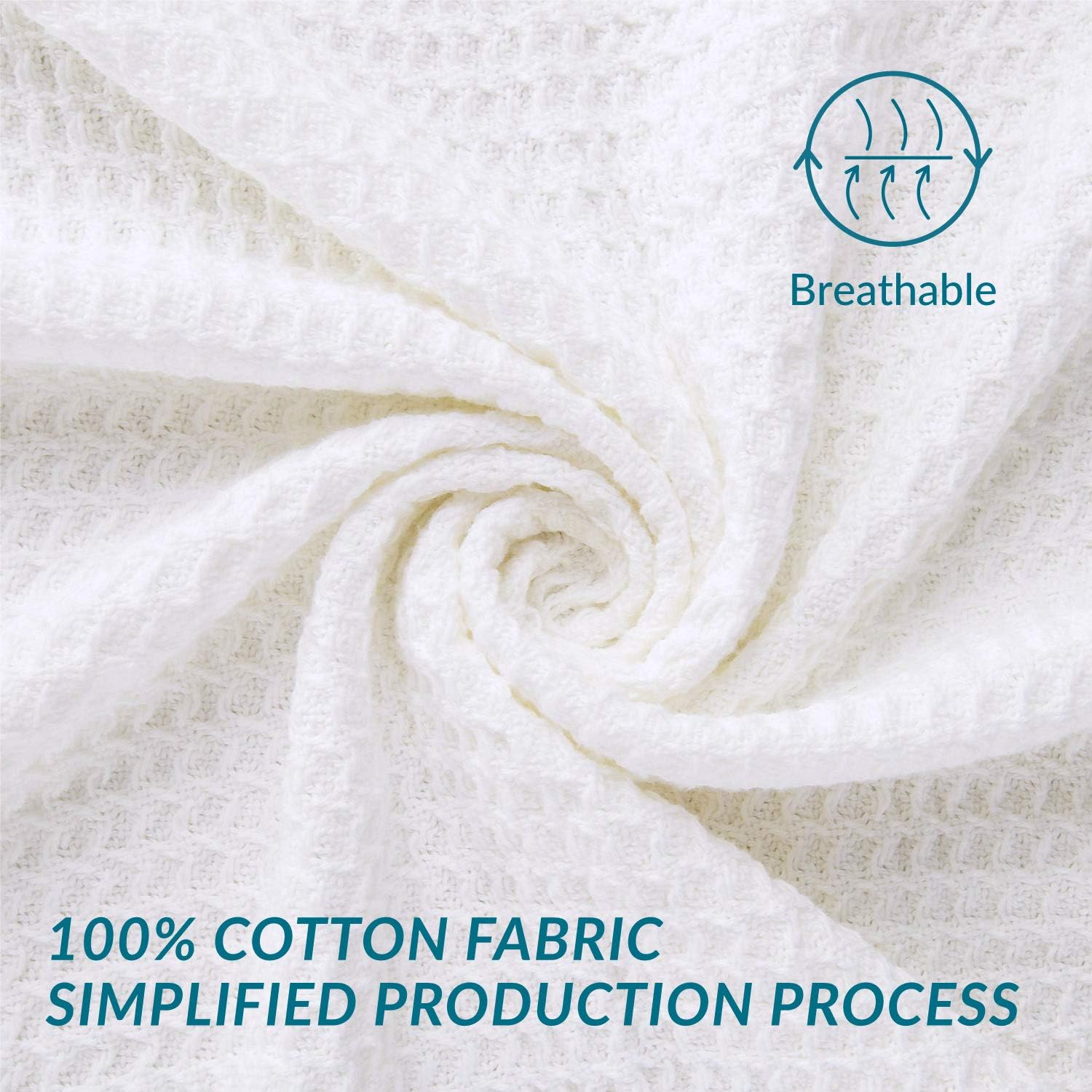 Bedsure 100% Cotton Thermal Blanket - 405GSM Premium Breathable Blanket in Waffle Weave for Home Decoration - Perfect for Layering Any Bed for All-Season - Full/Queen Size (90 x 90 inches), White: Home & Kitchen
