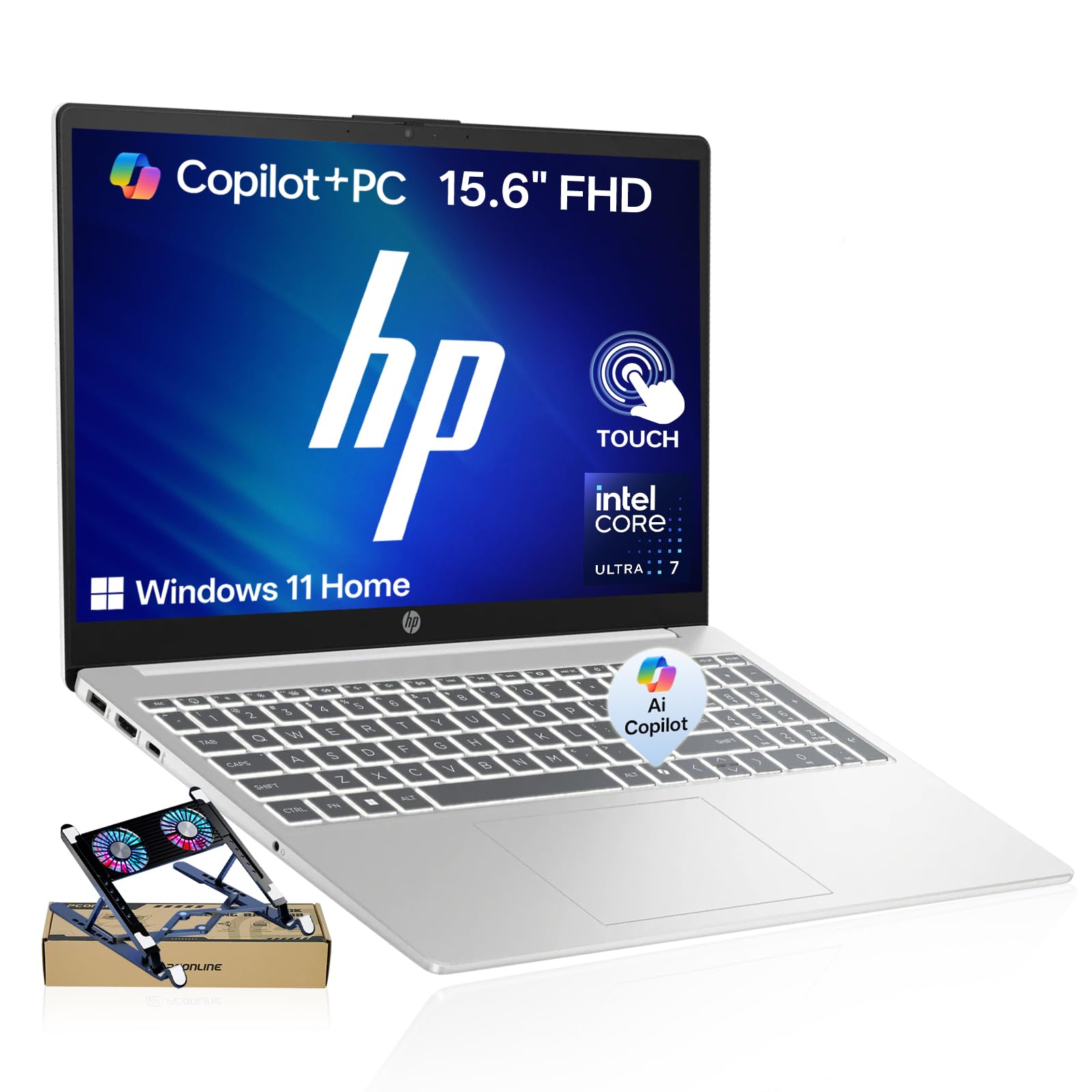 HP 15.6 Touchscreen Ultra 7 155H 2026 Edition AI Laptop,16GB DDR5 512GB SSD | Intel AI Boost & Arc graphics, Backlit Keyboard