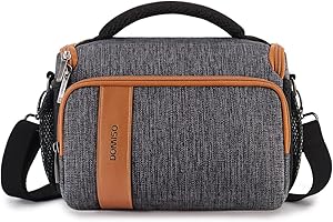 DOMISO Camera Bag Case Waterproof Anti-shock Shoulder Bag for SLR DSLR Compatible with Nikon D90 D7000 D5300/Canon 60D 700D 5D2/Sony A580 A900/OLYMPUS/Fujifilm/Sony/Panasonic/Pentax/Samsung,Grey
