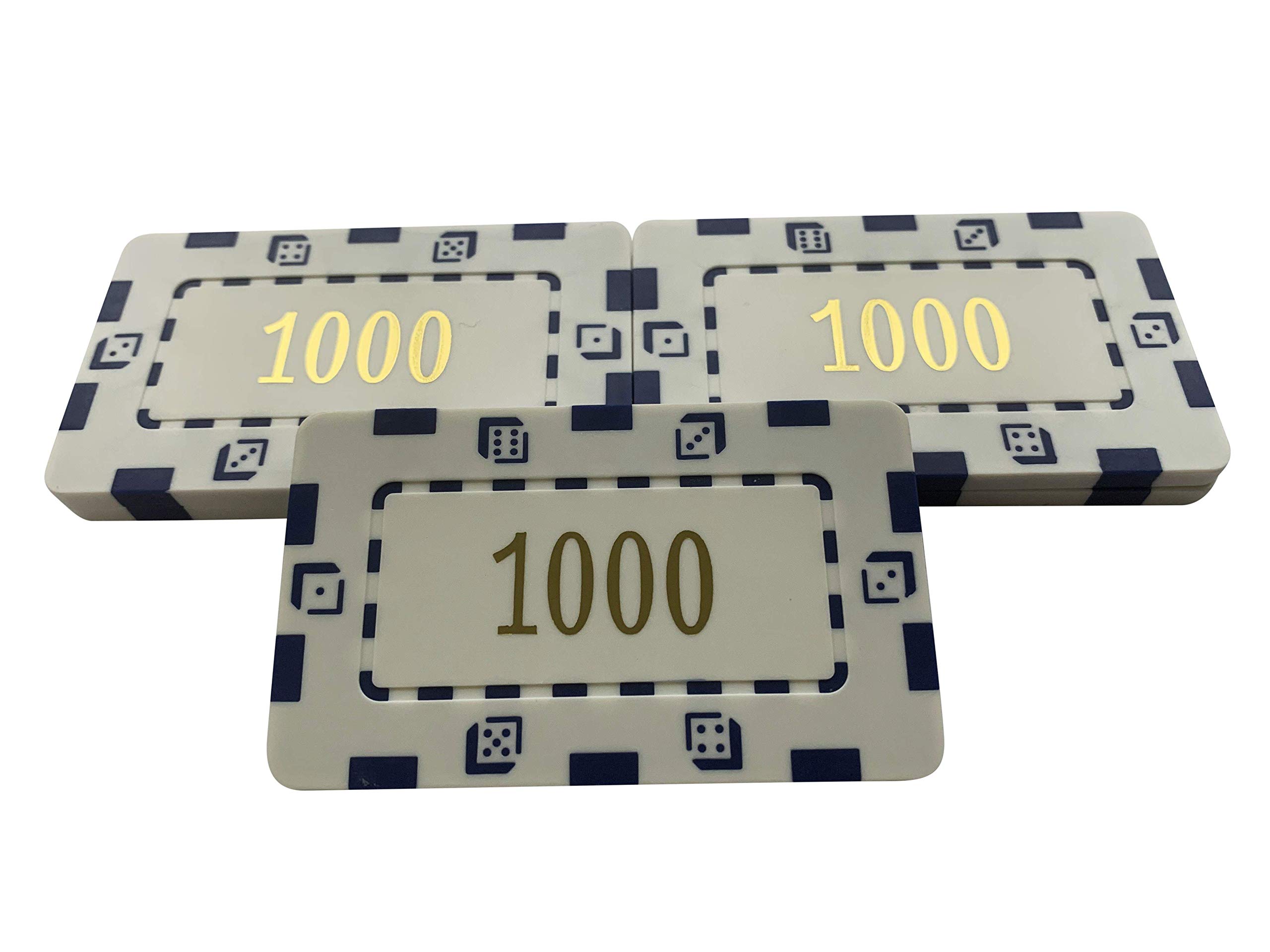 5 x Poker Casino Numbered Plastic Chip Plaques 74 x 44mm 32Grams (1000)