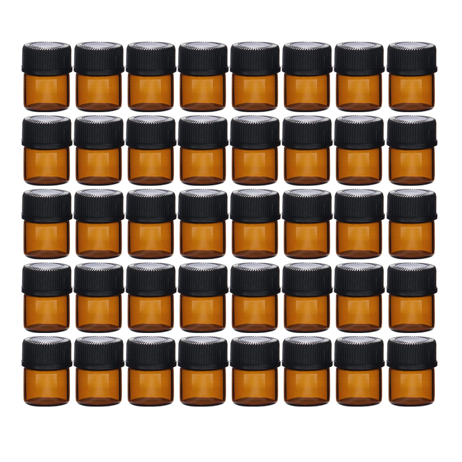 Elfenstall- Bulk 100pcs 1ml (1/4 dram) Amber Mini Glass Bottle 1cc Amber Sample Vial Small Essential Oil Bottle Travel Must + 1PC Glass Clean Cloth