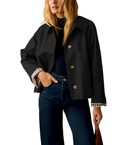Amazon.com: utcoco Womens Short Wool Pea Coat Notched Lapel