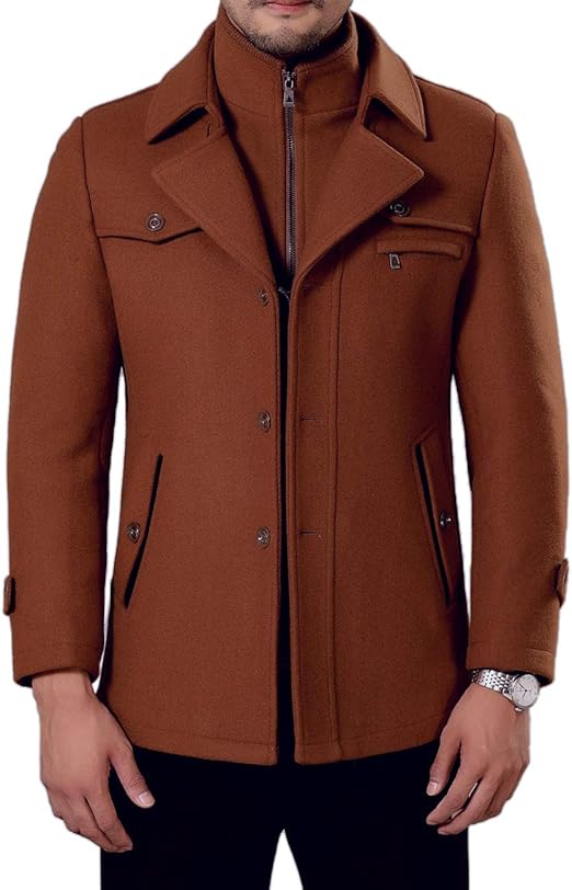 Amazon Innobase メンズ ジャケット コート ウールコート ウールジャケット ブルゾン ピーコート メルトン ビジネス ハーフ丈 アウター ダブル襟 比翼 防寒 防風 カジュアル 厚手 冬服 秋冬 通勤 ウール混紡 おしゃれ 3xl キャメル コート ジャケット 通販
