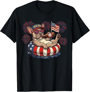 French Bulldog Dog 250th America Patriotic USA 4th of July T-Shirt
