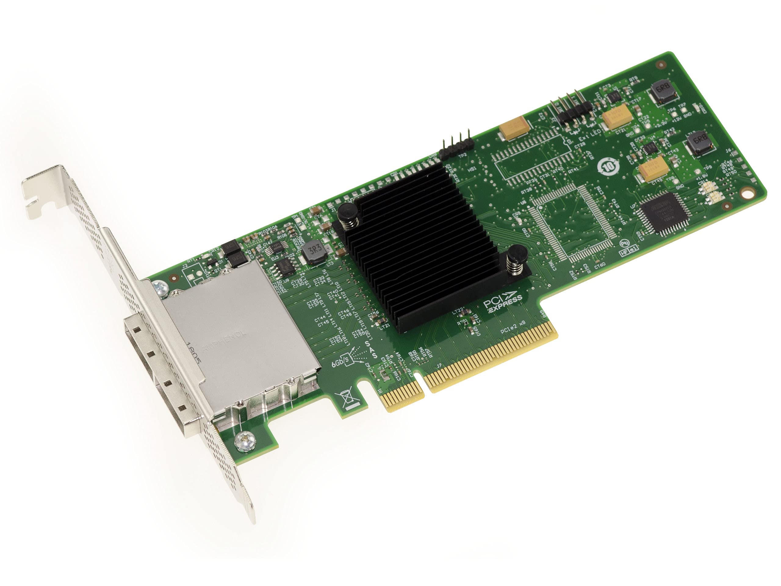 KALEA-INFORMATIQUE PCIe 2.0 SAS 6GB controller card with 8 internal ports. OEM SAS 2008 model with High and Low Profile brackets.