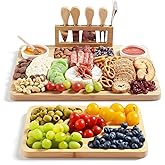 ROCIRLAB Bamboo Charcuterie Boards (23"×11"×0.8") and Knife Set, Lightweight Cheese Board and Platter, Unique Gift for Housewarming, Anniversary & Wedding, Mother's Day and Christmas for Women…