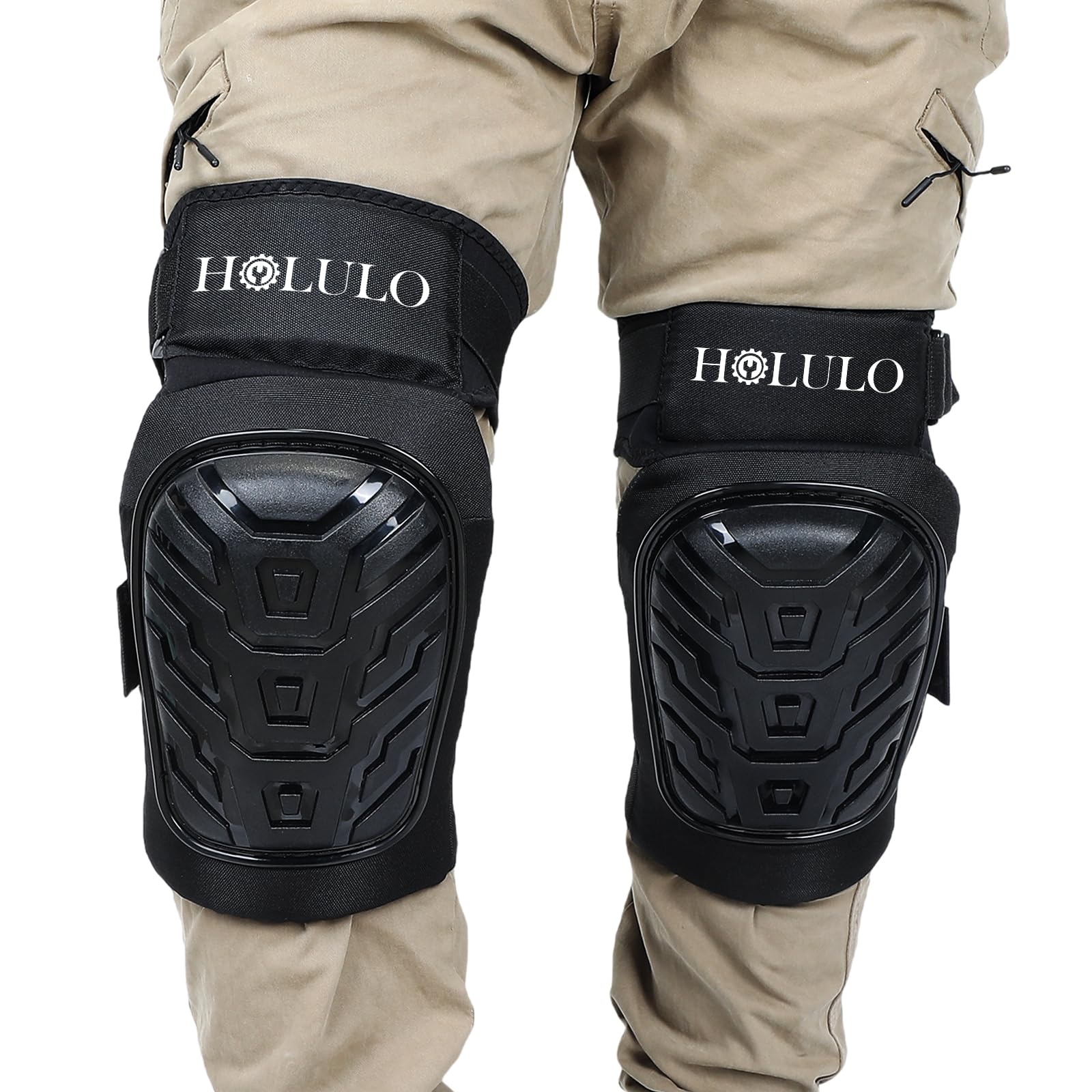 HOLULO Professional Knee Pads Work, 32CM Extended Gardening Knee Pads with Triple-Segment Fastening and Thick Comfort Gel Cushion, Knee Pad for Construction, Gardening, Flooring Work