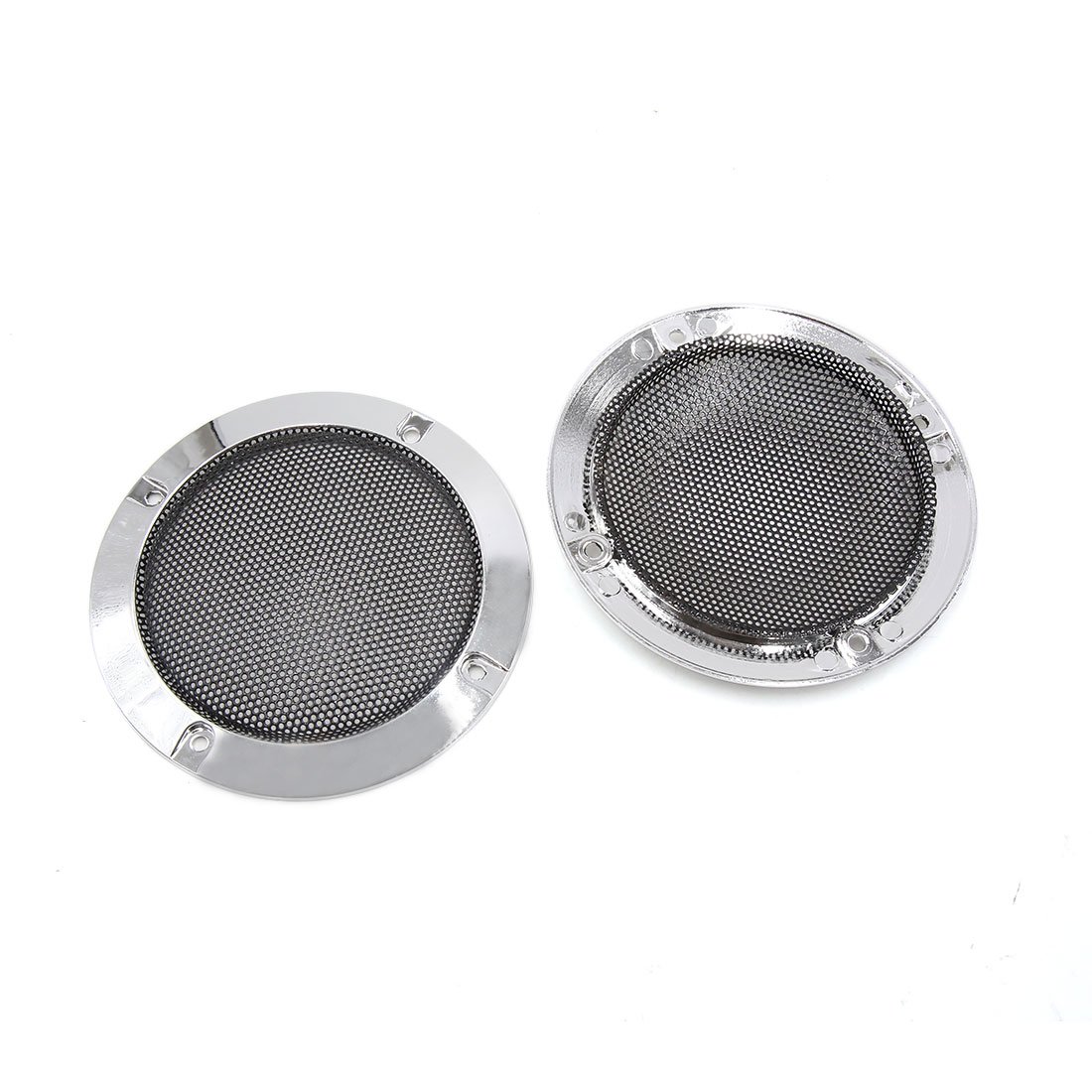 sourcing map 2Pcs 4 Inch Chrome Plating Car Audio Woofer Subwoofer Mesh Cover — image 1