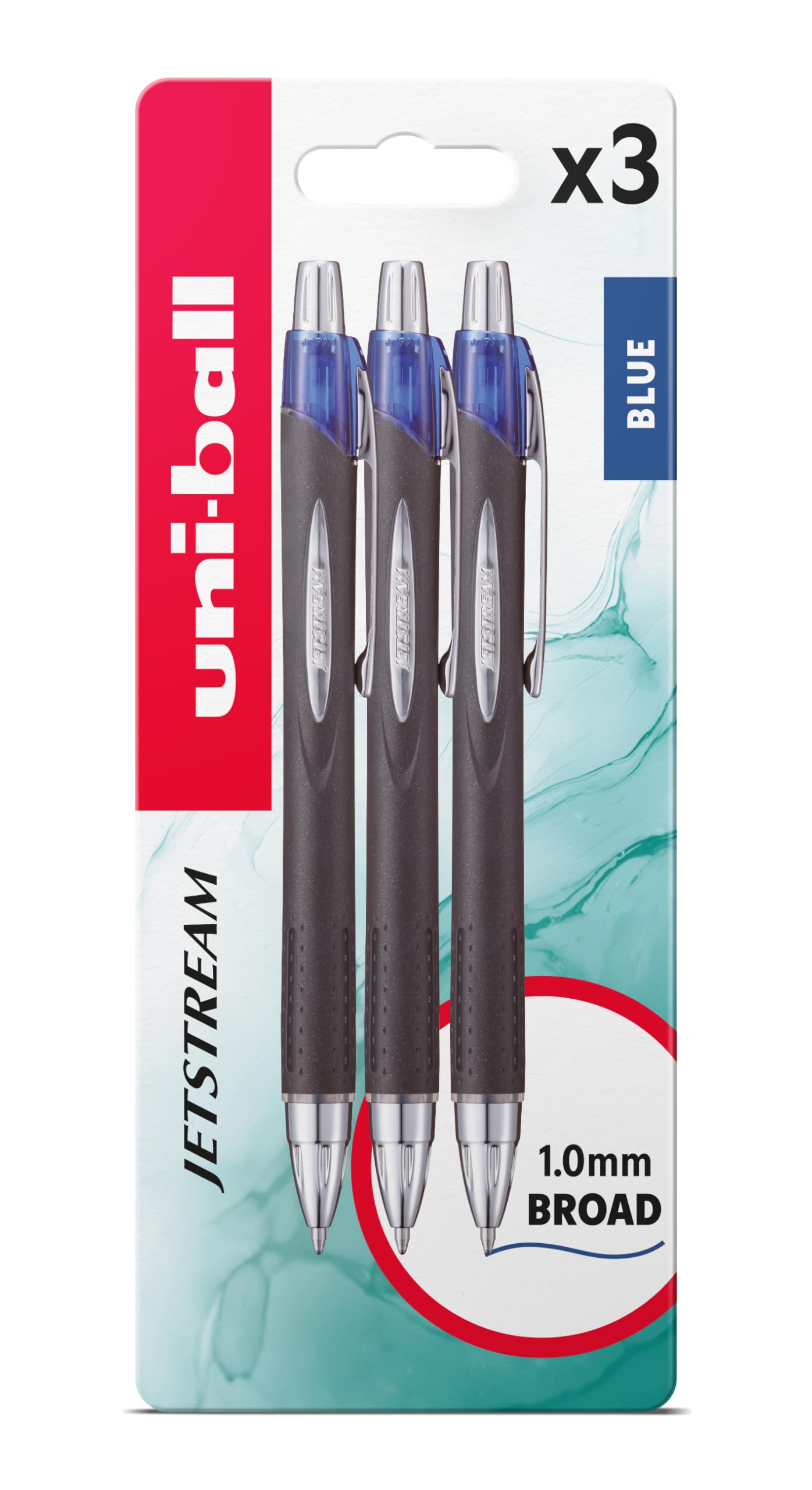 uni-ball SXN-210 RT Jetstream Rollerball 3pc Blister Blue Plastic Free Packaging