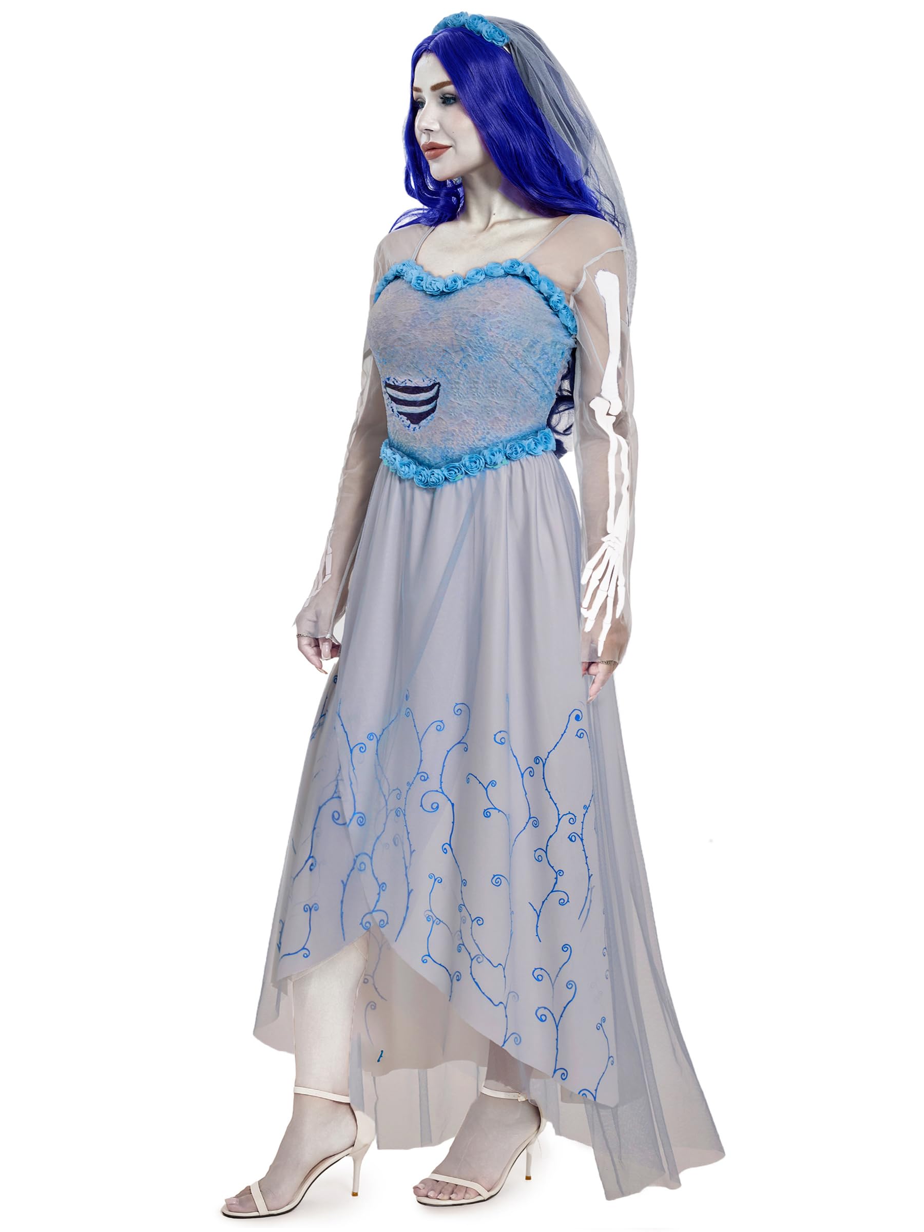 Photo 1 of Funna Corpse Bride Costume Women Dress with Veil Halloween Cosplay, X-Large