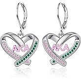 TALYKONG Aka Sorority Earrings Gifts for Women Pink and Green Earrings Aka Jewelry for Women