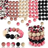 ASTARON 100 Pcs 15mm Silicone Beads for Keychain Making, Off-White Pink Black Round Beads Bulk for Halloween Bracelets Crafts Beadable Pens Decorations Jewelry Making Halloween Party Favors Supplies