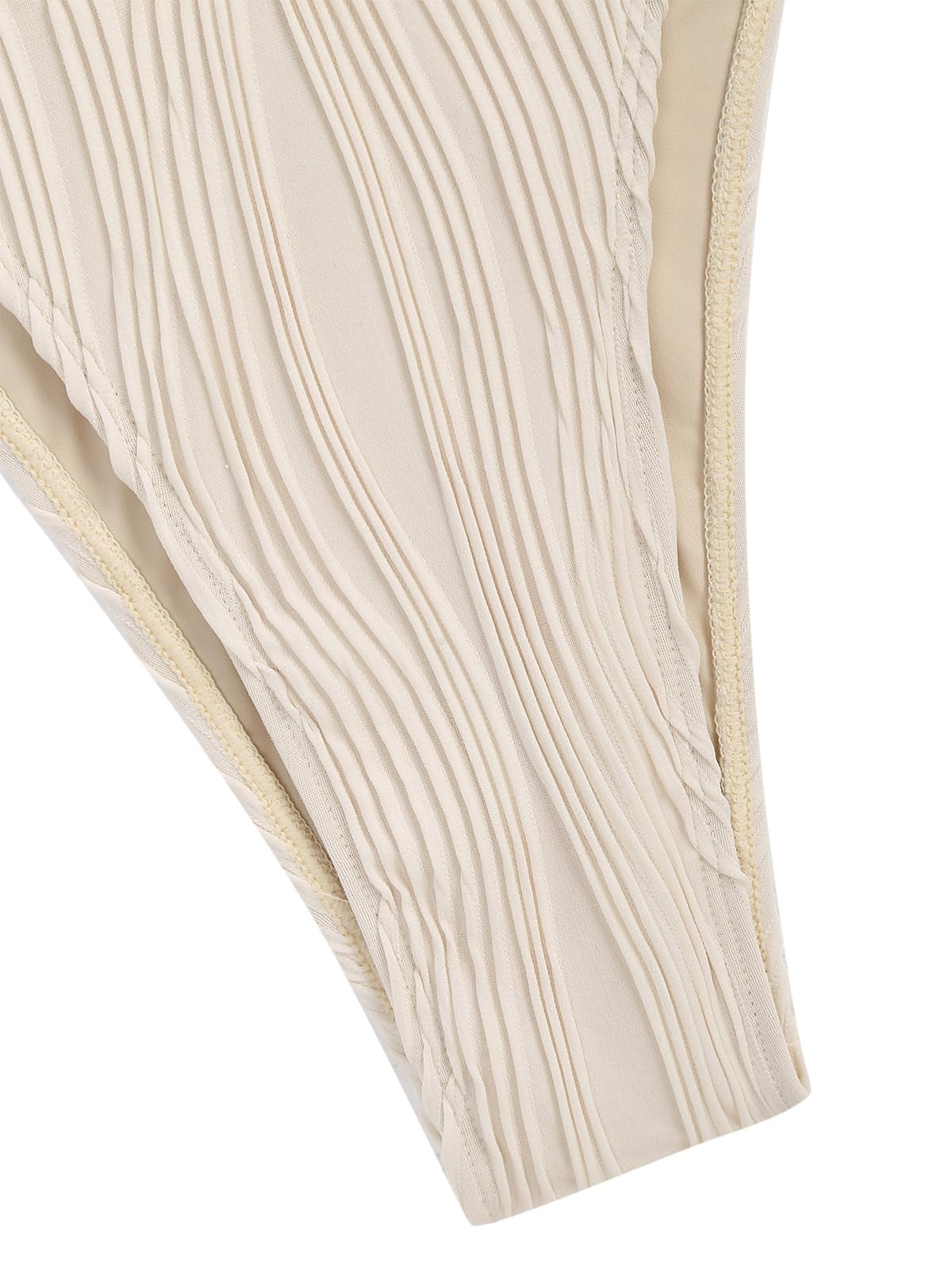 ZAFUL Women's Cinched Bikini Solid Color Wave Textured Knotted Tied Side Two Piece Swimsuit Bathing Suits (Light Coffee, M) - Image 5