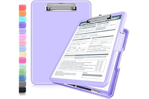 ANZNKU Clipboards with Storage, 13x9.6 Storage Clipboard Foldable for Teachers & Nurse Essentials, Clipboards with Pen Holder, Work Desk Paper Organizer, School & Office Supplies for Women(Purple)