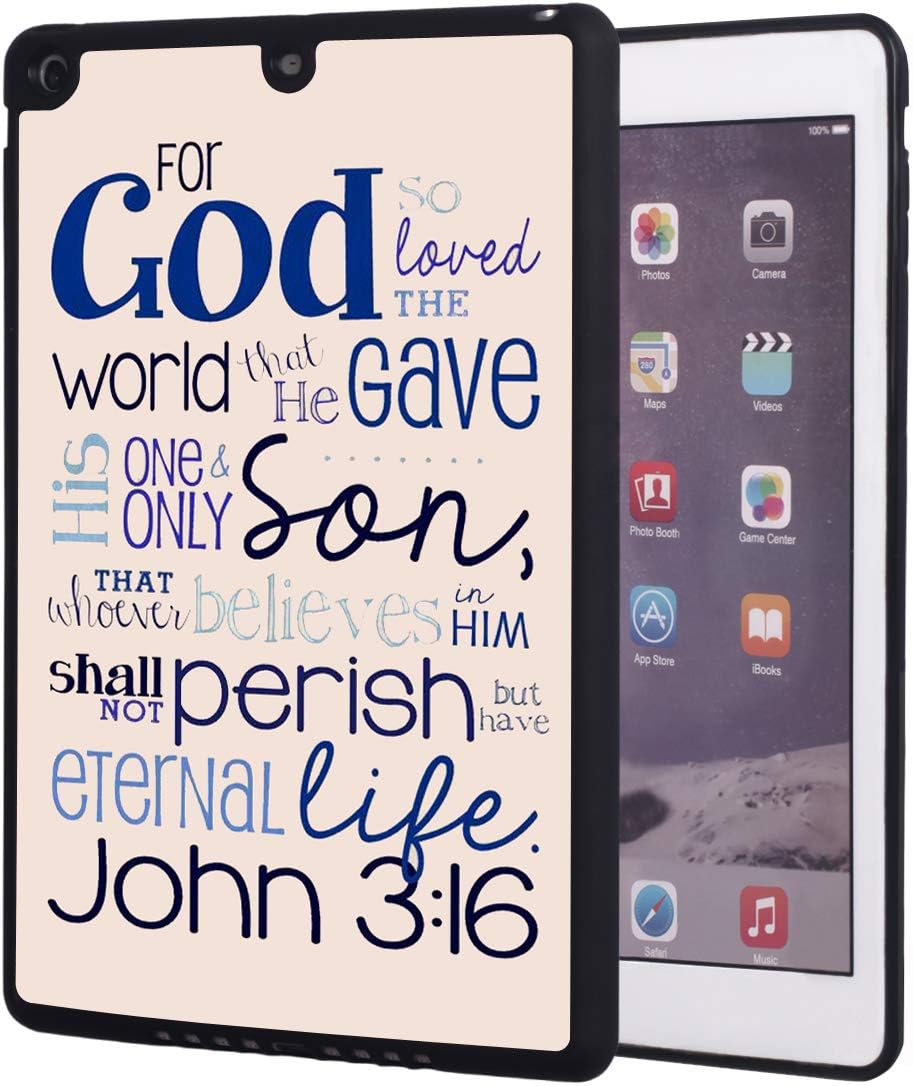 iPad 2017 9.7 inch Case,iPad Air Case,Christian Quotes Bible Verse John 3:16 Design Shockproof Anti-Scratch TPU Rubber Protective Case Cover for Apple iPad 9.7 inch 5th Generation
