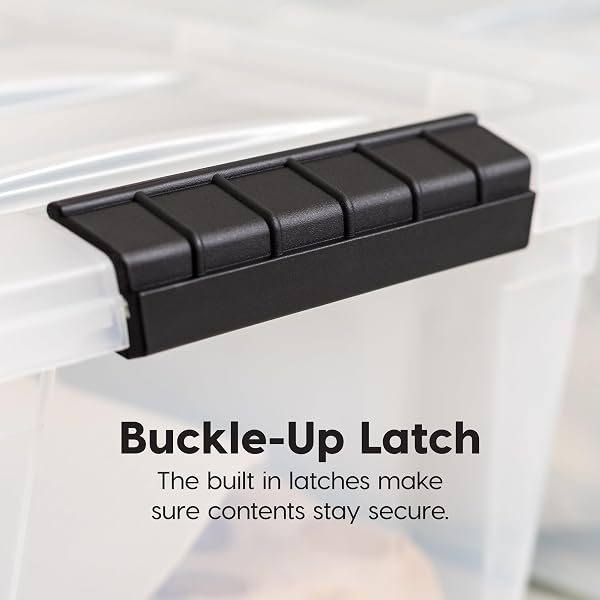 IRIS USA 72 QT STACKABLE PLASTIC STORAGE BINS WITH LIDS, 6 PACK – BPA-FREE, MADE IN USA – SEE-THROUGH ORGANIZING SOLUTION, LATCHES, DURABLE NESTABLE CONTAINERS, SECURE PULL HANDLE – CLEAR