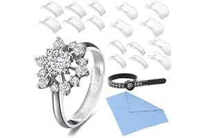 AELOER Ring Sizer Adjuster for Loose Rings, 16 Pack, Ring Guards, Spacers & Tighteners, Fits Bands 1-8mm, 8 Sizes Fitter, Reduces Size by 0.5-1.5 for Women and Men, Invisible Design Ring Resizer