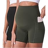 POSHDIVAH Maternity Shorts for Women Over Belly Biker Summer Pregnancy Workout Yoga Active Running Short Leggings 5"