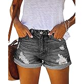CHICZONE Womens Mid-High Rise Ripped Jean Shorts Distressed Stretchy Denim Shorts