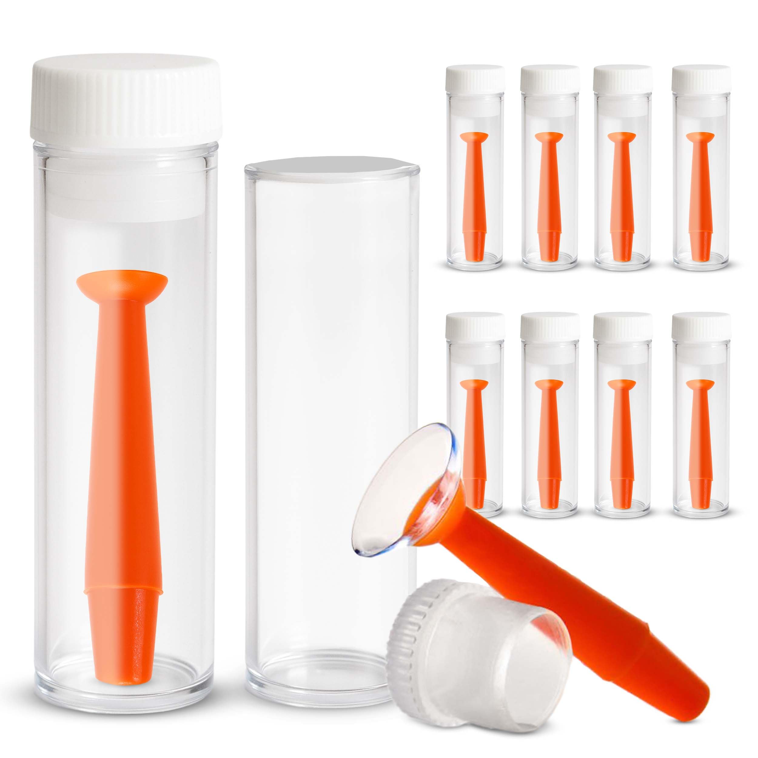 SPORTS WORLD VISION | Contact Lenses Applicator & Remover Tool with Storage Case | 10PCs Orange Silicone Lens Inserter with Suction Holder for Coloured Contact Lenses