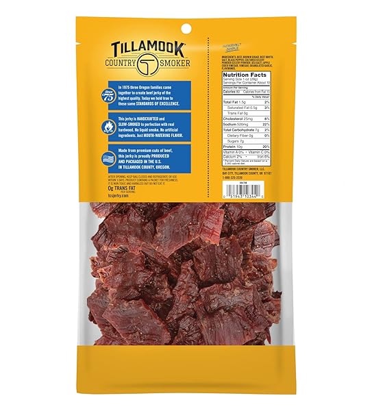 TILLAMOOK COUNTRY SMOKER REAL HARDWOOD SMOKED BEEF JERKY, SEA SALT & CRACKED PEPPER, 10 OUNCE