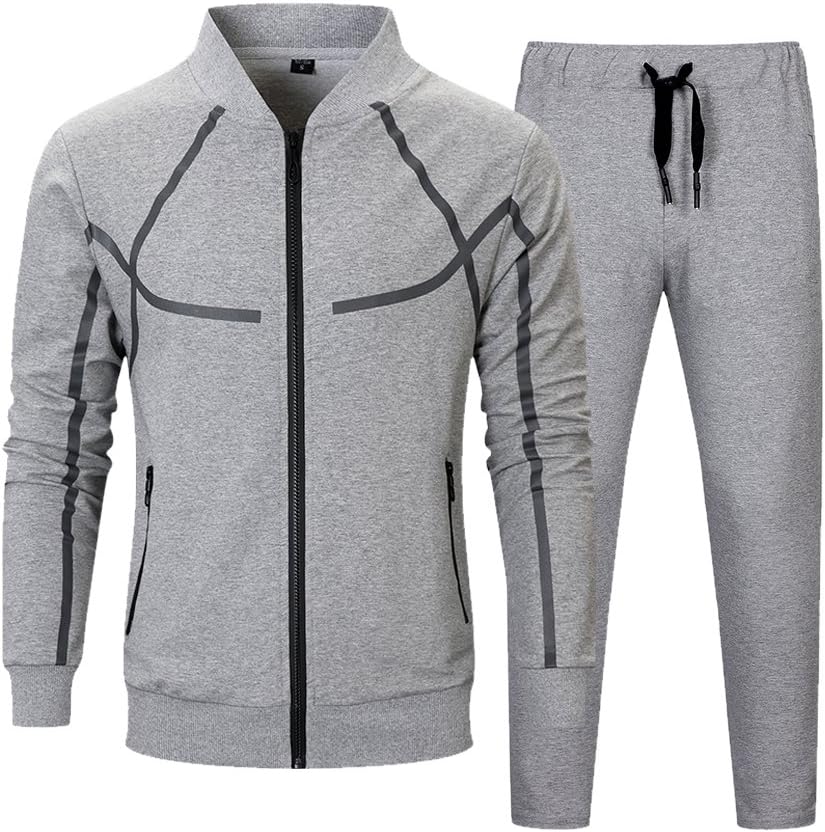 Men's Full Zip Tracksuit Set Casual 2 Pieces Outfits Jogging Athletic Sweat Suits