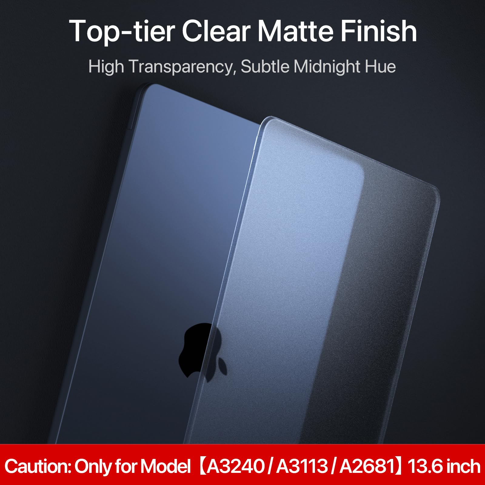 Soonjet Compatible for MacBook Air 13.6 inch Case M4 M3 M2 2025 2024-2022 Release Model A3240 A3113 A2681, Sturdy Protective Hard Shell Case Cover for MacBook Air M2 13 inch - Midnight Clear