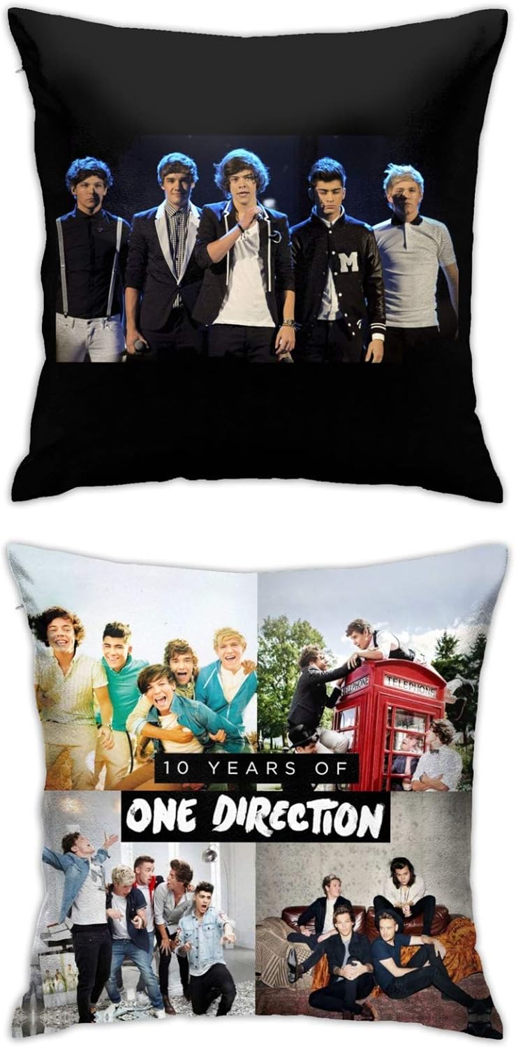 One Direction Throw Pillow Covers Set Cushion Case for Sofa Bedroom Car and Home Decor 18 X 18 Inch 2pcs