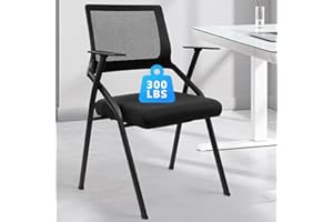 CLATINA Stackable & Foldable Office Chairs with Ergonomic Lumbar Support and Thickened Seat Cushion, Folding Mesh Fabric Reception Guest Chair for School Church Conference Waiting Room Black (1pk)