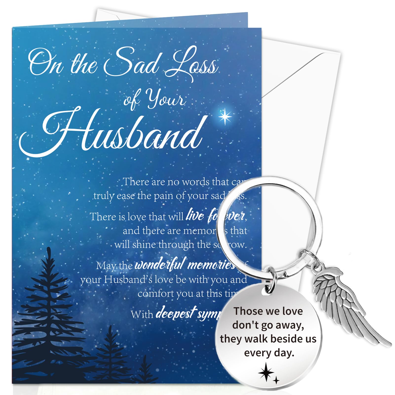 DPKOW Sympathy Card Loss of Husband Memorial Gifts, Thinking of You Card Gifts Sorry for Your Loss Card Condolences Bereavement Card Keyring Sympathy Gifts Loss of Husband Memorial Card Keyring