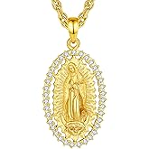 EUDORA 925 Sterling Silver St Benedict/St Michael/St Christopher/Archangel Raphael Gabriel Metatron/Virgin Mary/St Joseph/St Anthony Crucifix Pendant Bible Verse Prayer Necklace Jewelry for Men Women