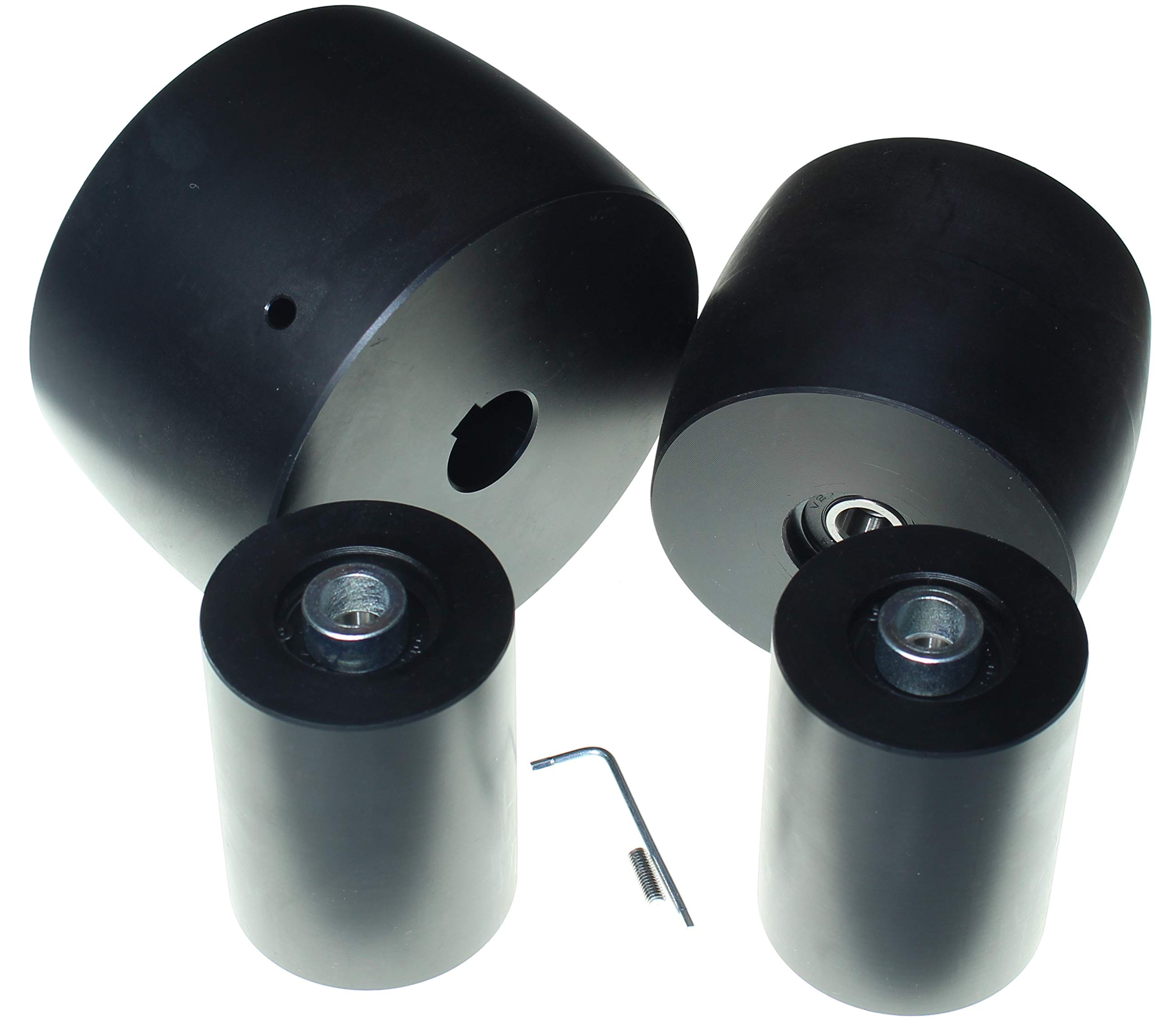 (NY5-24-3" Belt) Belt Grinder Wheel Set for Knife Grinders 130mm Drive-24mm- 80mm Wide - Shaft 100mm Track 60mm Idler - for 3 inch Belts